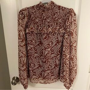 Jacqui E Brown Modern Zebra Print Blouse